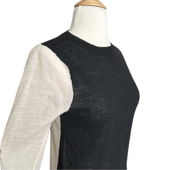 A.L.C. Lightweight Wool Sweater Black Cream Color Block Layer Neutral Size Small - Picture 5 of 15